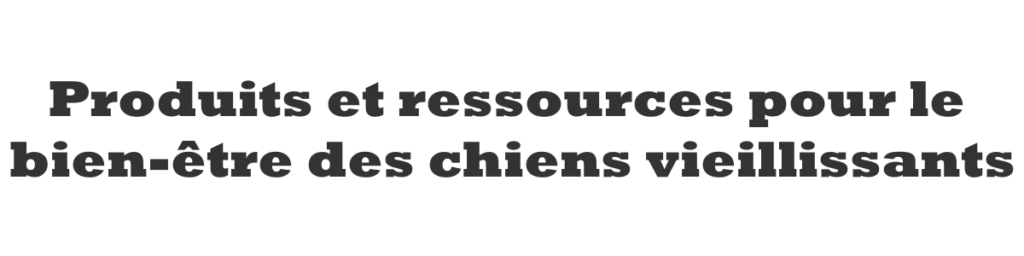 Titre principal : Produits et ressources pour le bien-être des chiens vieillissants