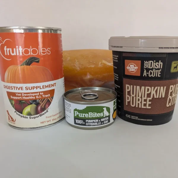 Quatre variétés de compléments digestifs à base de citrouille.