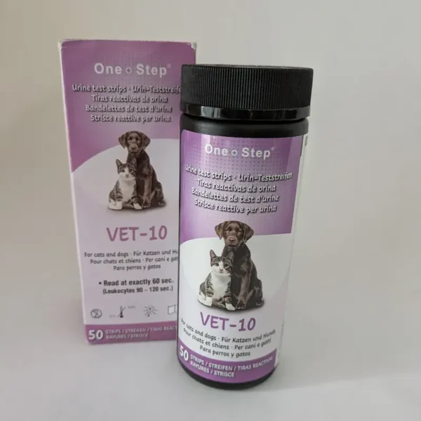 Bandelettes réactives d'analyse d'urine à domicile de qualité professionnelle VET-10 pour chiens et chats.